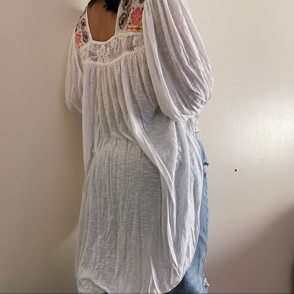 Free People High Low Embroidered Blouse - Picture 2 of 6